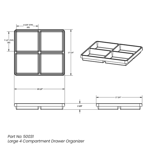 50031 | Large 4 Compartment Drawer Organizer